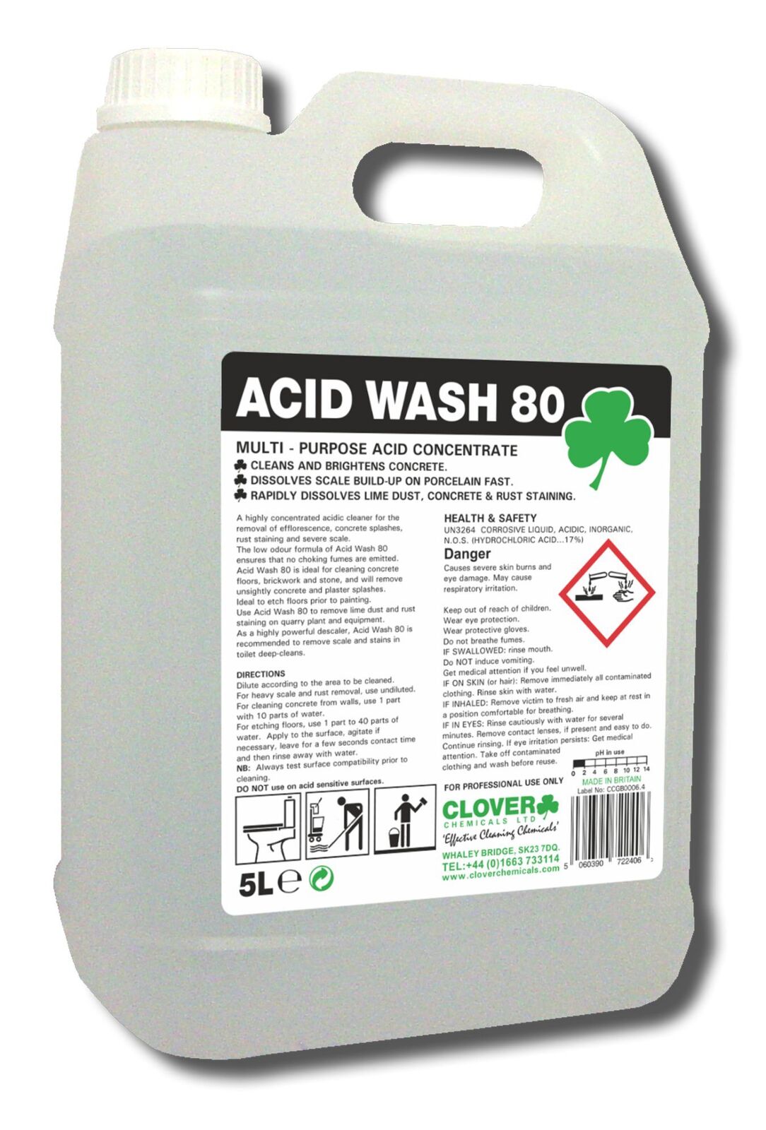 Hygiene Systems Limited Clover Acid Wash 80 Extra Strength Acidic