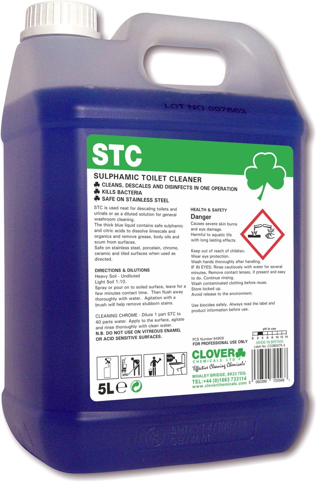 Hygiene Systems Limited Clover Stc Acidic Toilet Cleaner & Descaler Citrus Fragrance