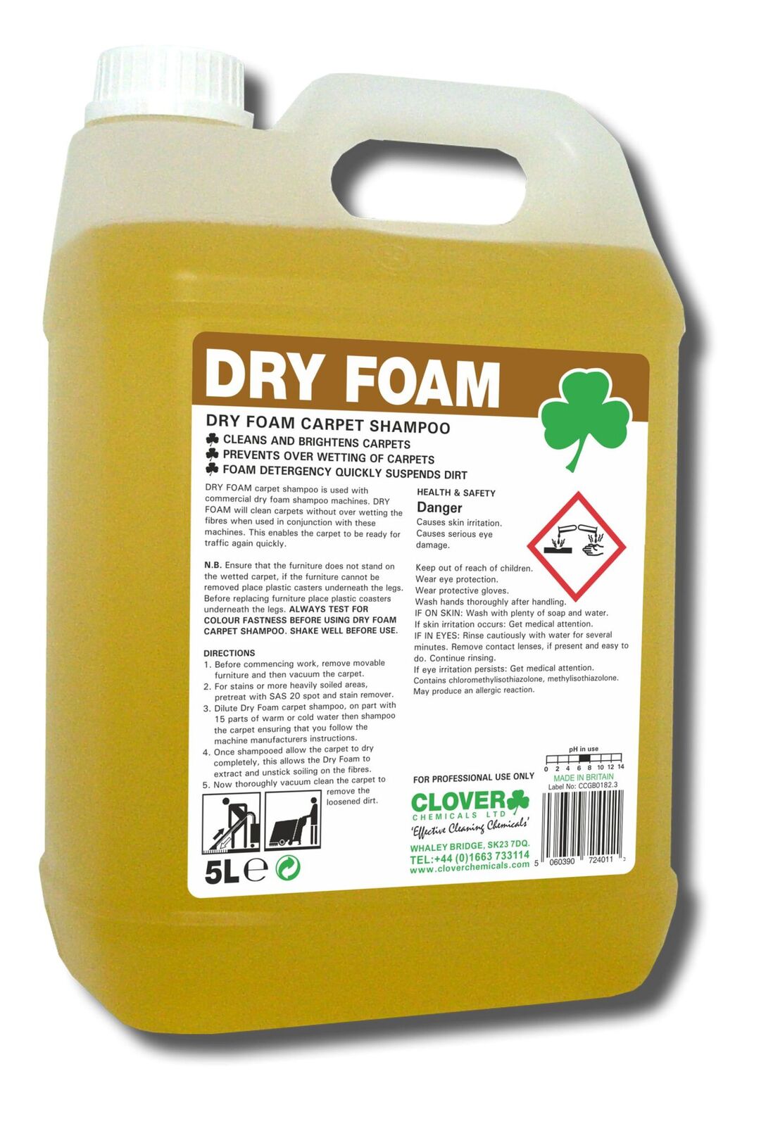 Hygiene Systems Limited Clover Dry Foam Carpet Shampoo Sweet Floral